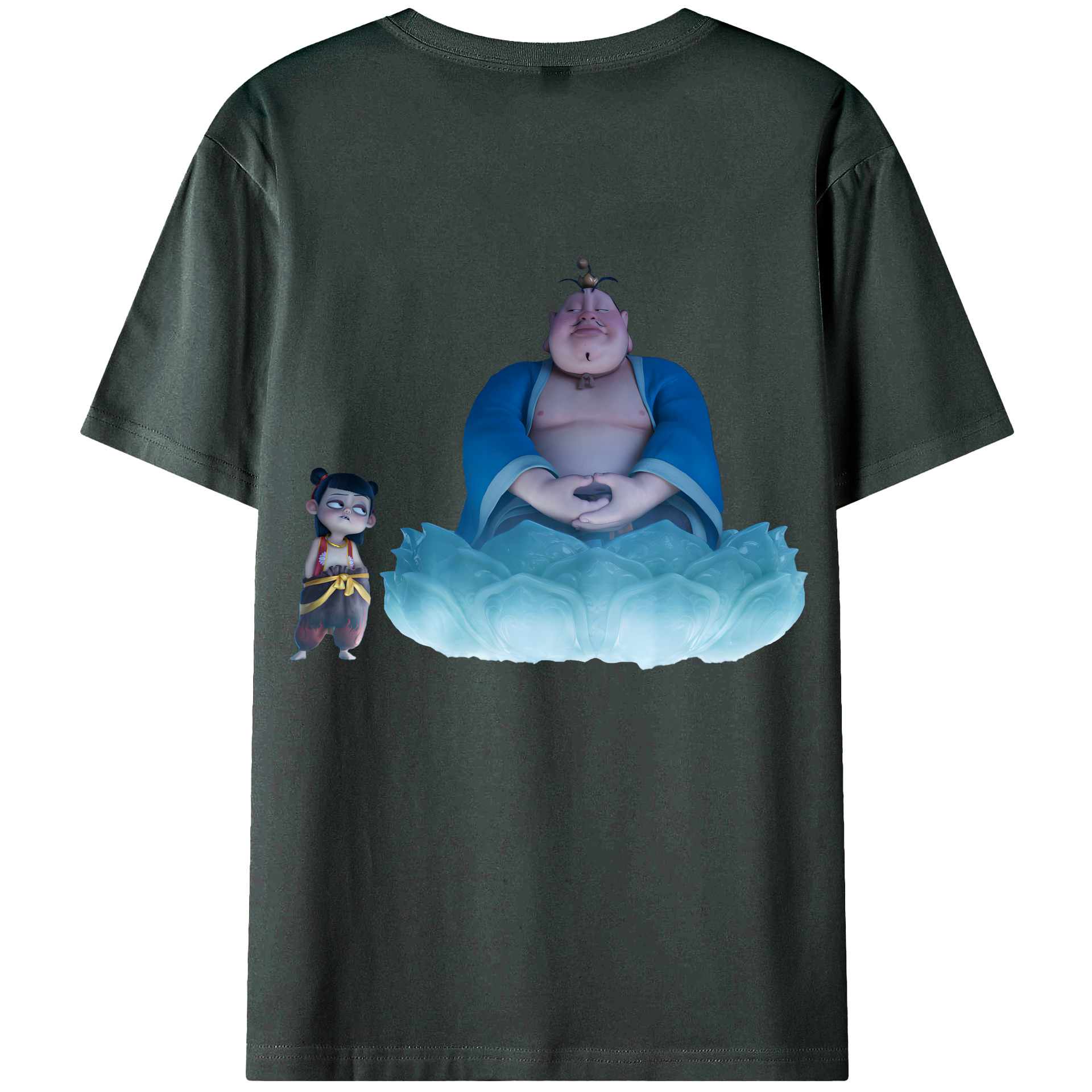（画像用） Ne Zha 2 ナタ 魔童の大暴れ 綿100％ メンズ半袖Tシャツ（バックプリント） 通気性